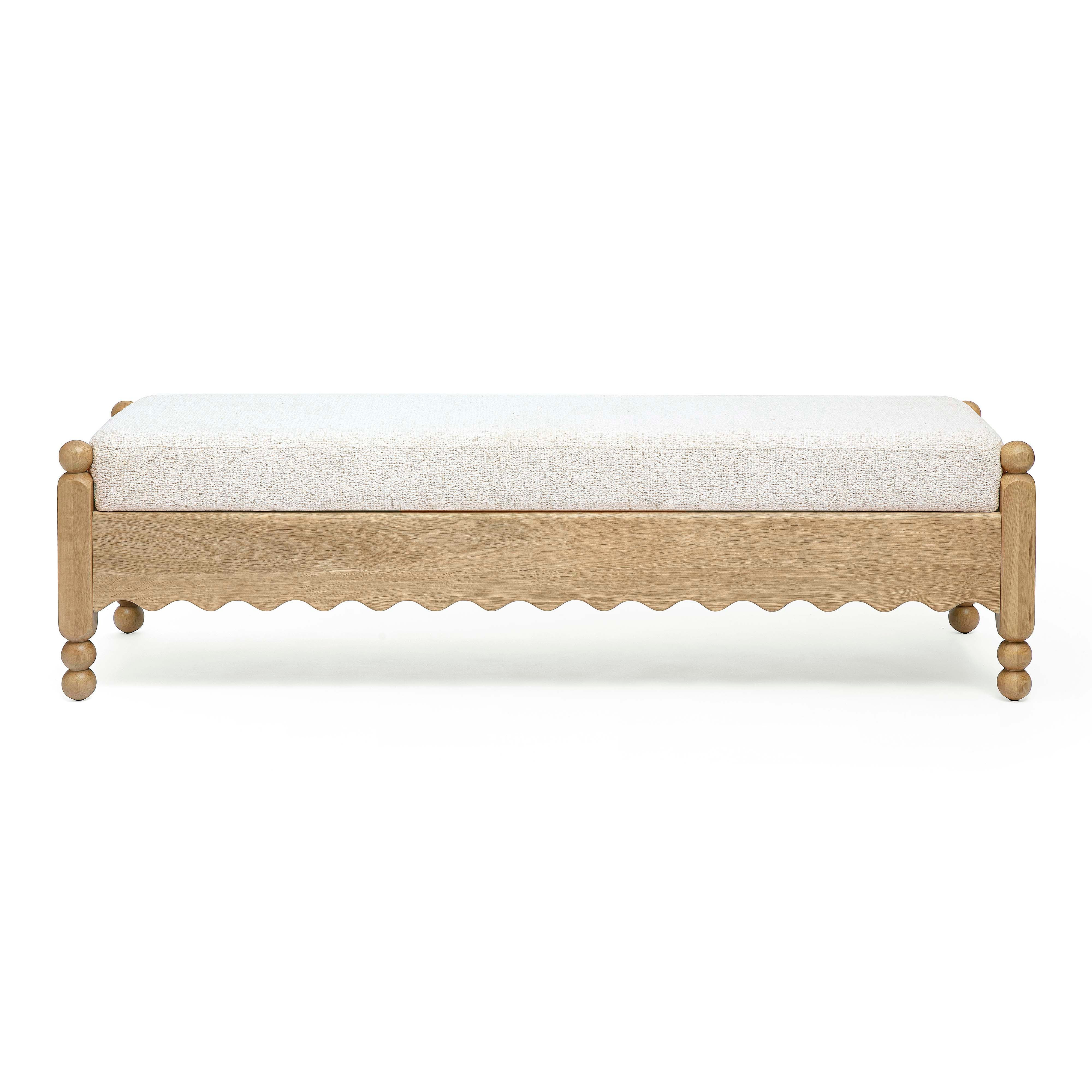Thelma 56" Cream Performance Basketweave Bench | TOV Furniture