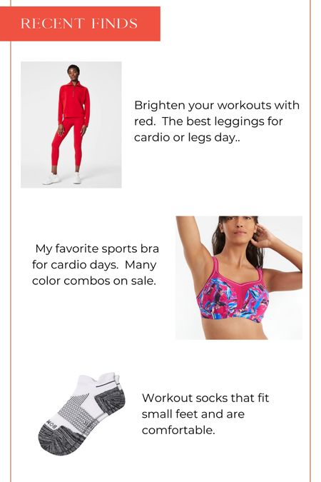 Colorful workout clothes make a workout go by so much faster.  Petite friendly leggings.  Best running/cardio socks.

Comfortable Panache sports bra with great support for all workouts.  Busty friendly.
#ltkpetite #petite

#LTKstyletip #LTKover40 #LTKfitness