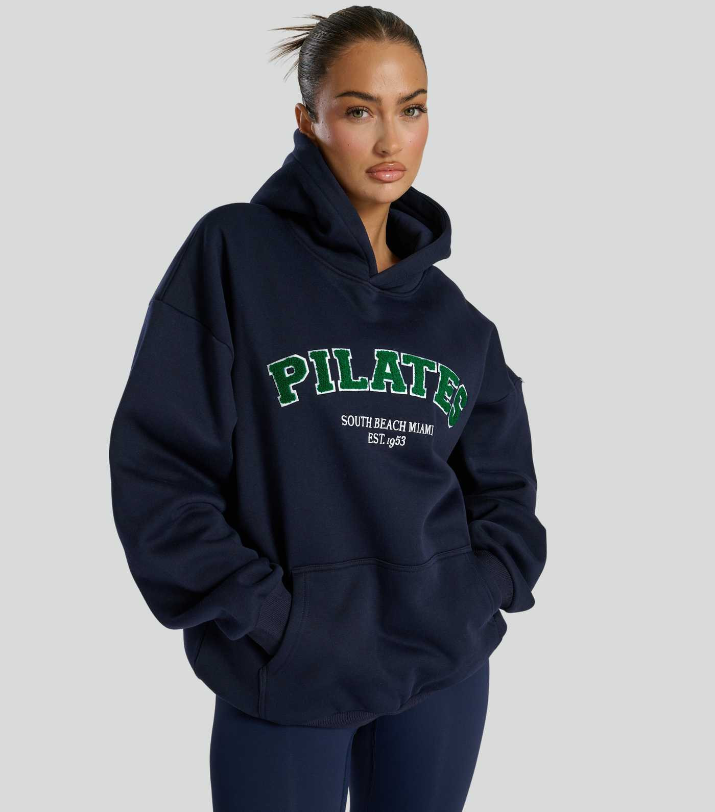 South Beach Navy Pilates Hoodie | New Look | New Look (UK)