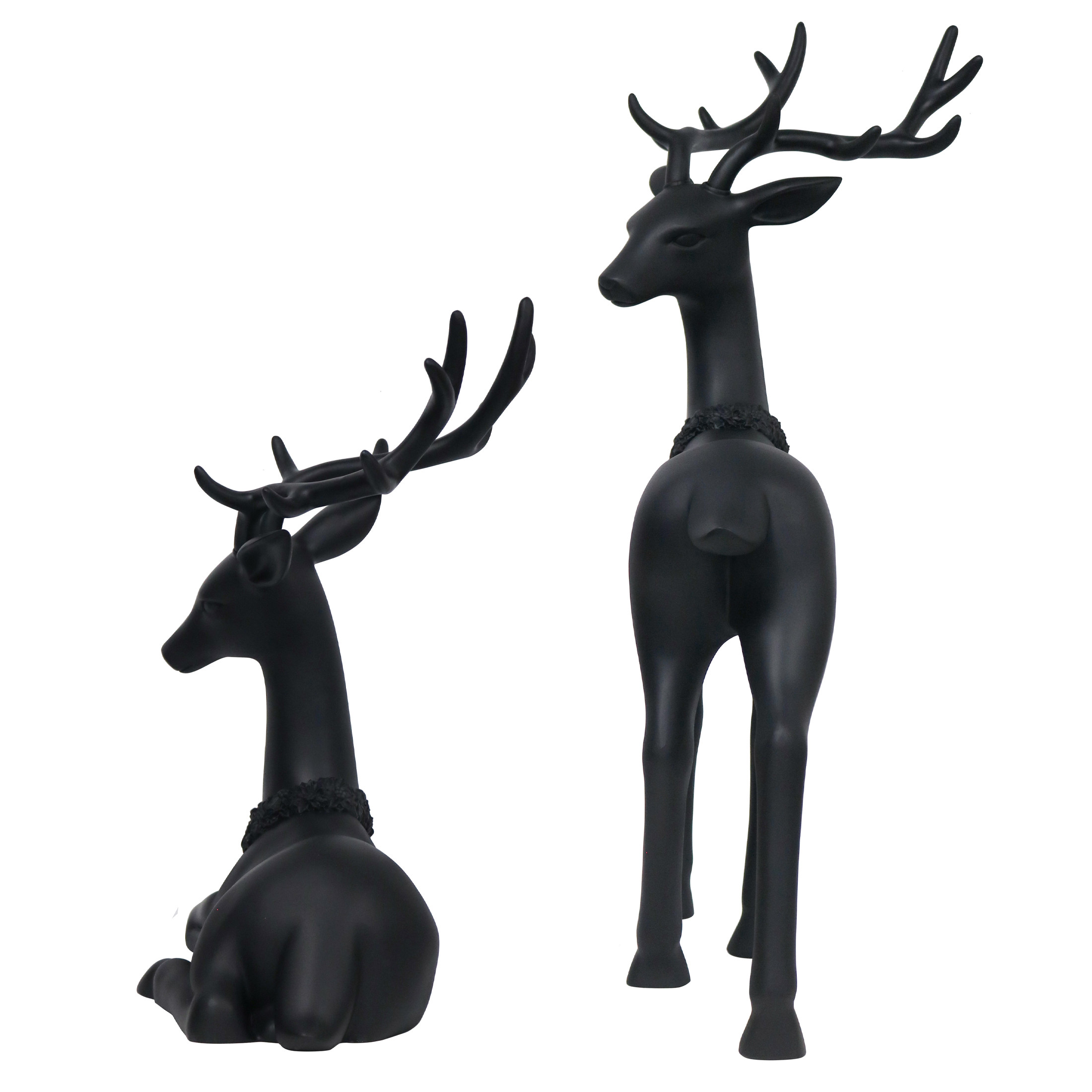 Holiday Time Set of 2 Christmas Black Matte Deer Decor | Walmart (US)