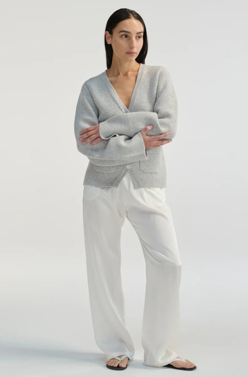 Almina Concept V Neck Cardigan in Light Grey at Nordstrom, Size Small | Nordstrom