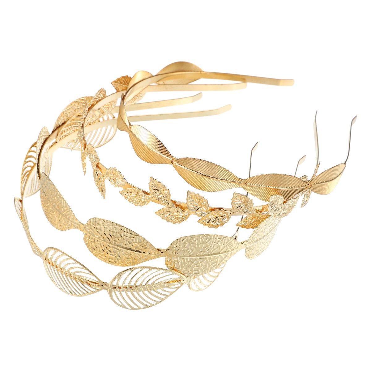 Unique Bargains Women's Alloy Metal Leaf Shape Headbands Gold Tone 5.12"x1.06" 4 Pcs | Target