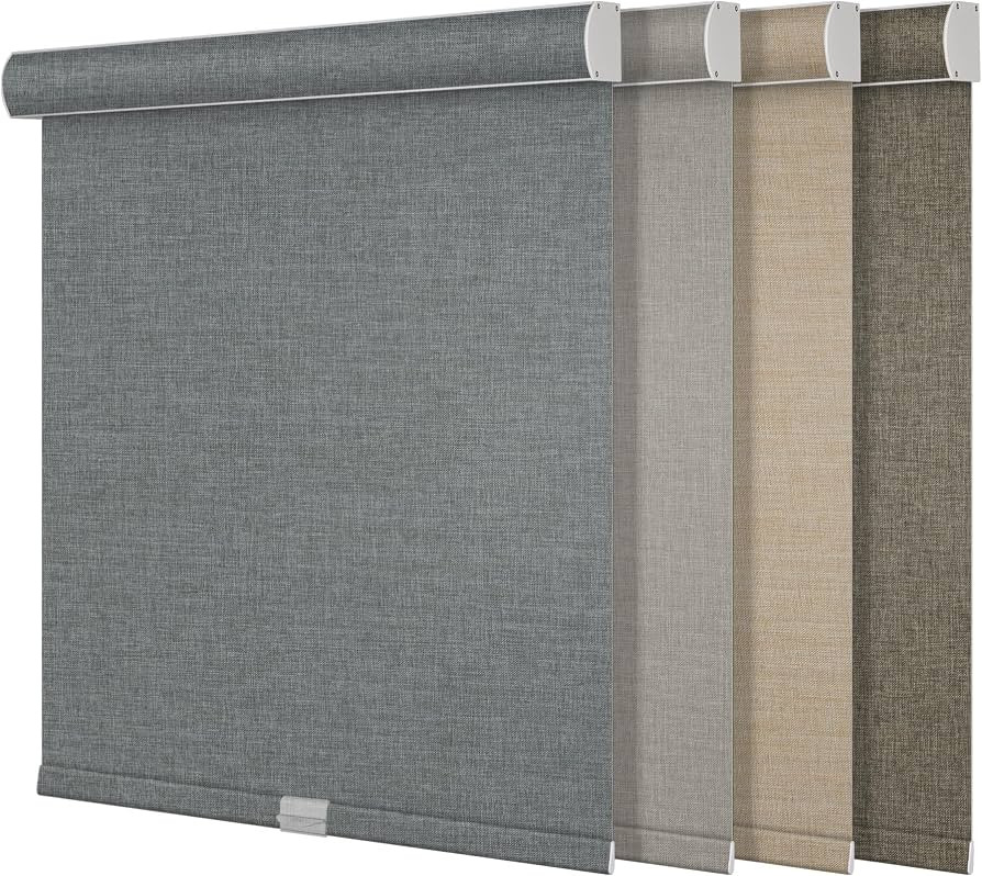 Boolegon Blackout Roller Shades for Windows, Grey, Custom Size | Amazon (US)