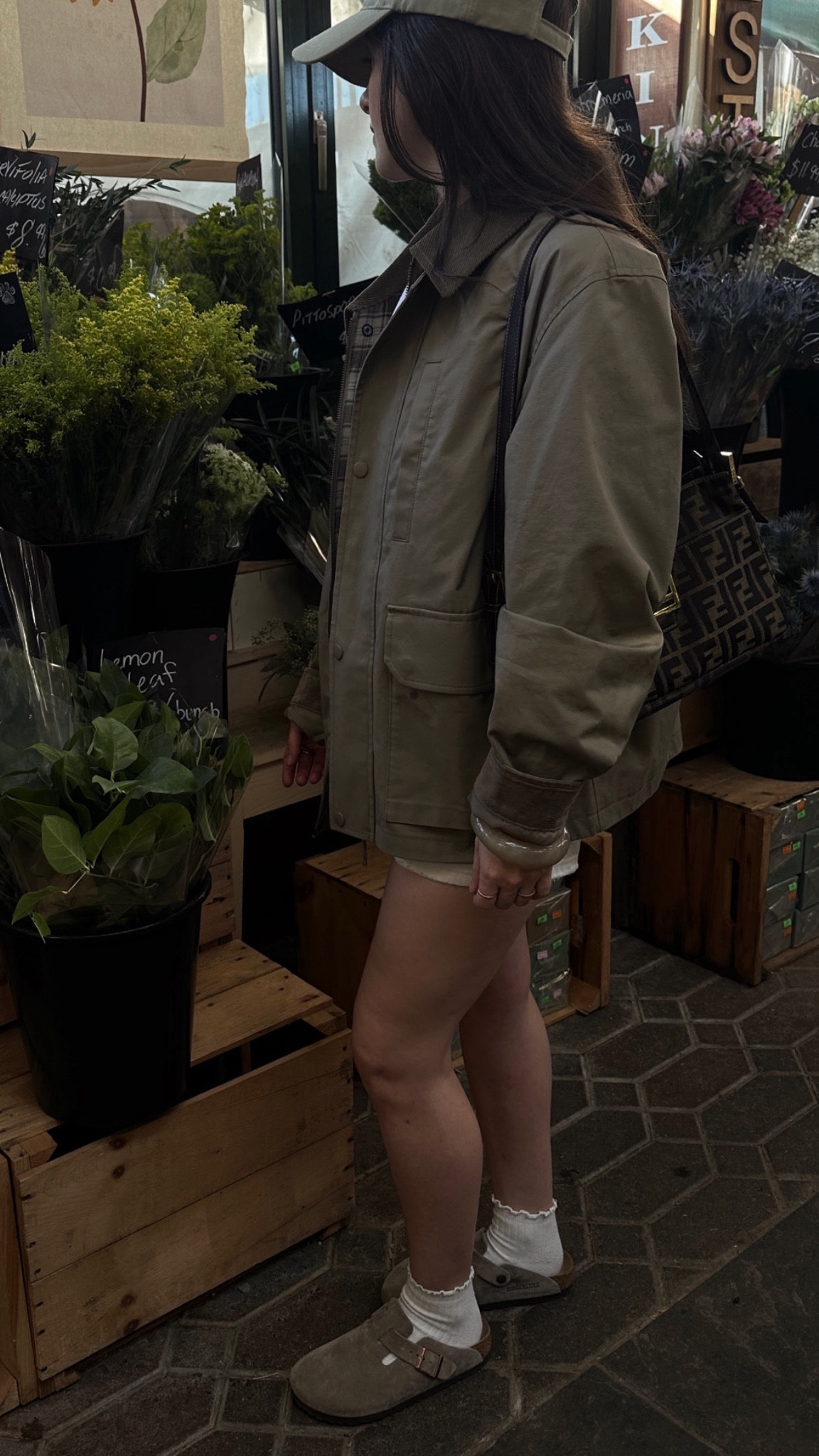JACKET: M in men 
SHORTS: 25, could have done 26 too tts 
SHIRT: s I like my shirts loose 
SHOES: 37 tts I am a 7 
HAT: sold out in this khaki/green color 