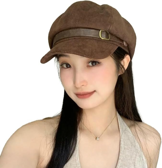 Vintage Newsboy Hats Winter Suede Caps Women's Octagonal Hat Fashion Gatsby Cabbie Baker Visor Be... | Amazon (US)