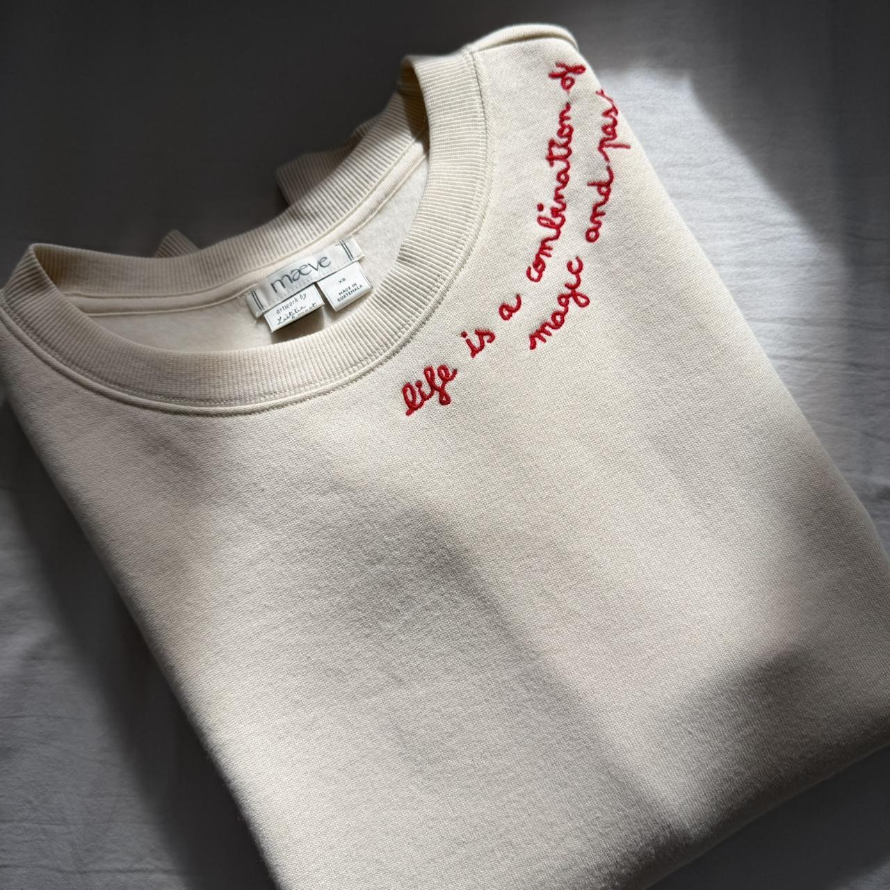 Anthropologie Women's Sweatshirt - Cream/White - XS | Depop US