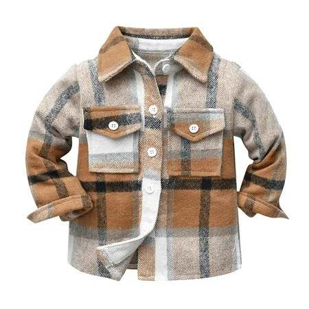 Black Friday Deals! Stamzod Spring Fall Jacket For Kids Boys Toddler Flannel Plaid Shirt Jacket Long | Walmart (US)