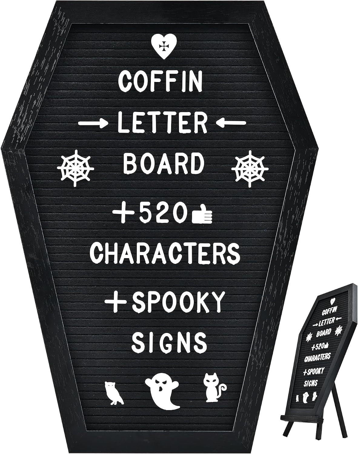 Coffin Letter Board, Halloween Decor, 16x11 Inch, Black | Amazon (US)