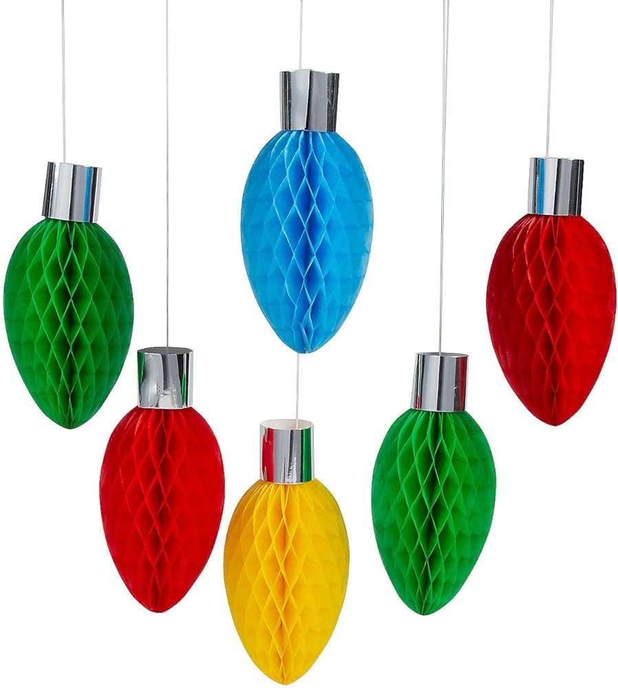 Christmas Lights Honeycomb Hanging Decorations - Party Decor - 6 Pieces | Amazon (US)
