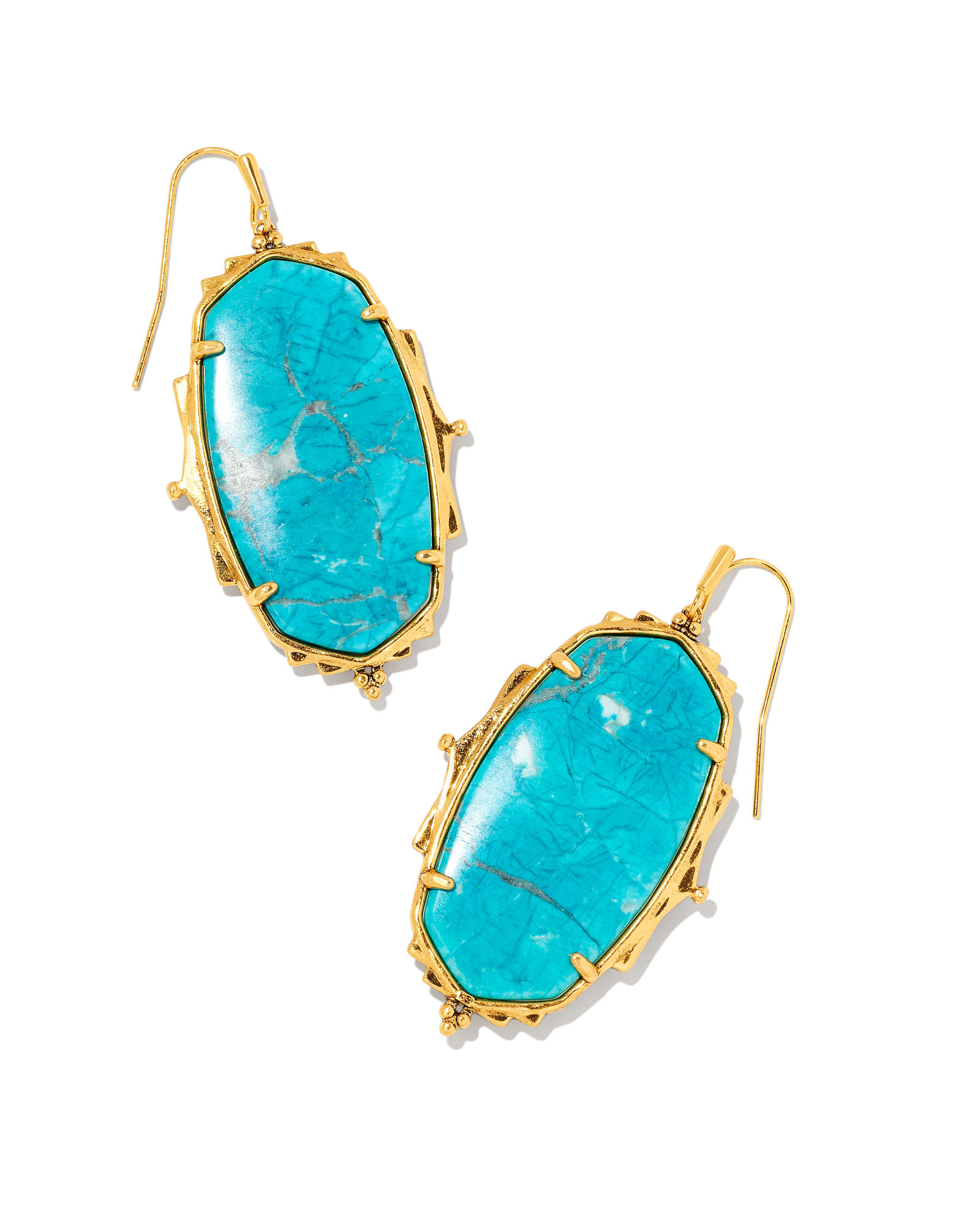 Baroque Ella Vintage Gold Drop Earrings in Teal Howlite | Kendra Scott