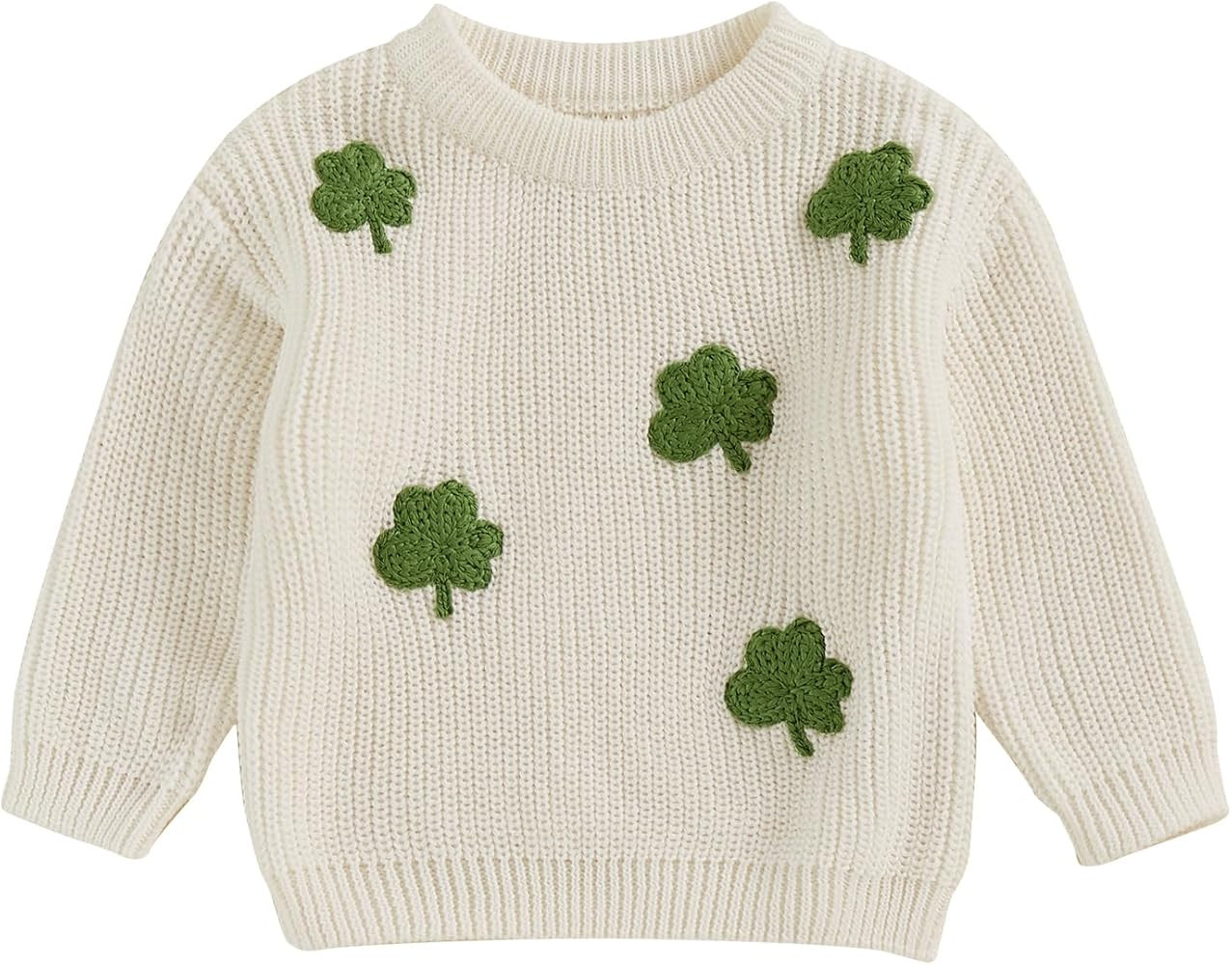 Baby Girl Boy Sweater Toddler Infant Newborn St Patricks Day Outfit Shamrock Knit Oversized Crewn... | Amazon (US)