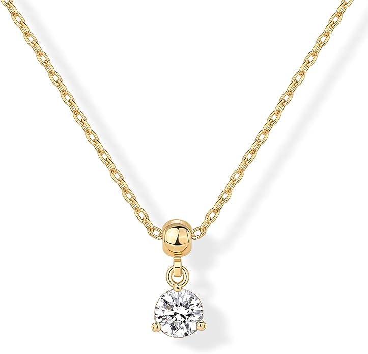 PAVOI 14K Gold Plated Dainty Birthstone Necklaces with Charms - Adjustable Chain Gold Charm Birth... | Amazon (US)