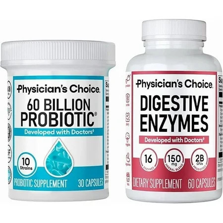Physician's Choice Gut Health Bundle: 60B Probiotic 30ct + Digestive Enzymes 60ct for Gut Health | Walmart (US)