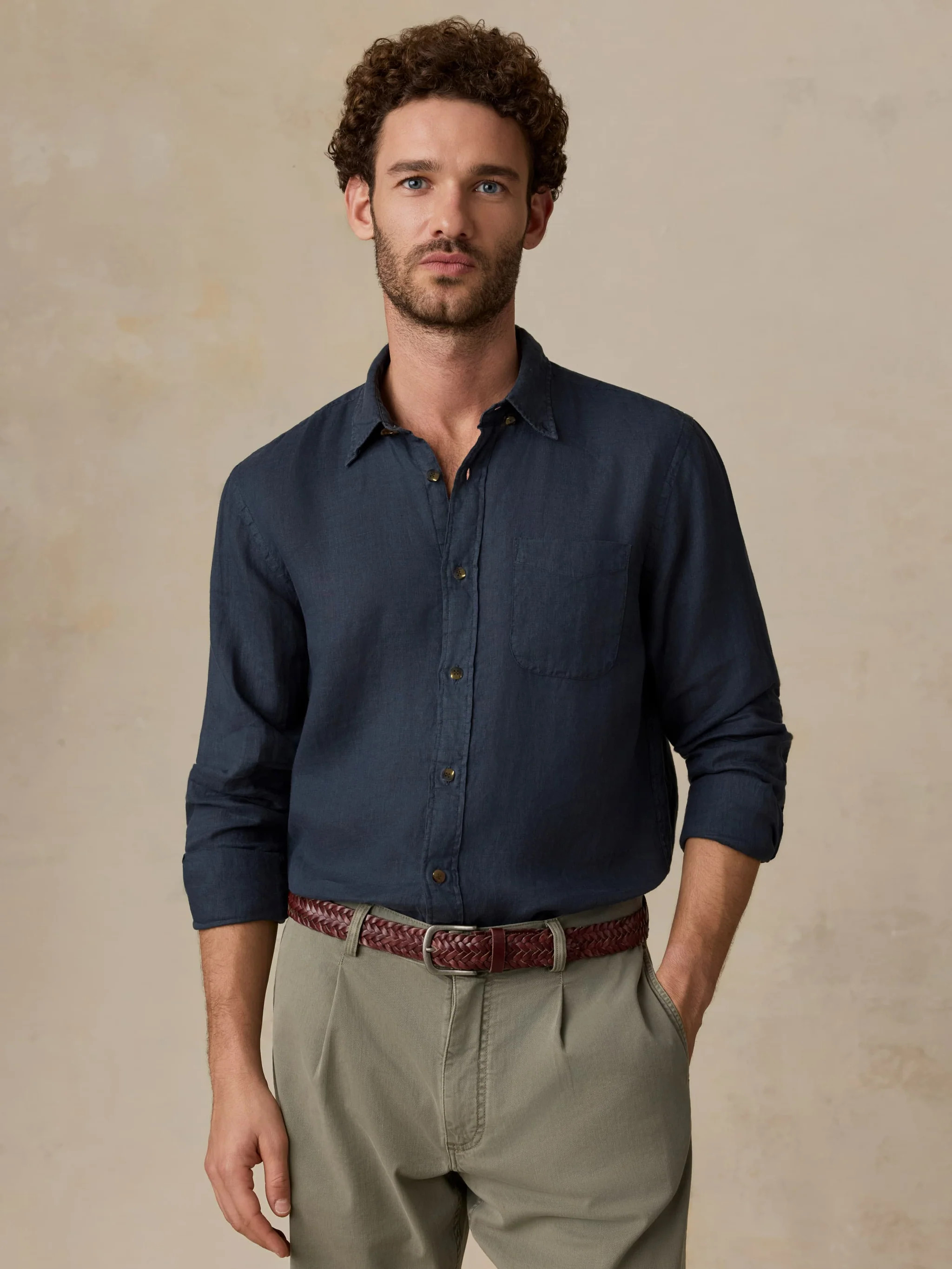 Sunwashed Linen Shirt - Navy Bay | Faherty