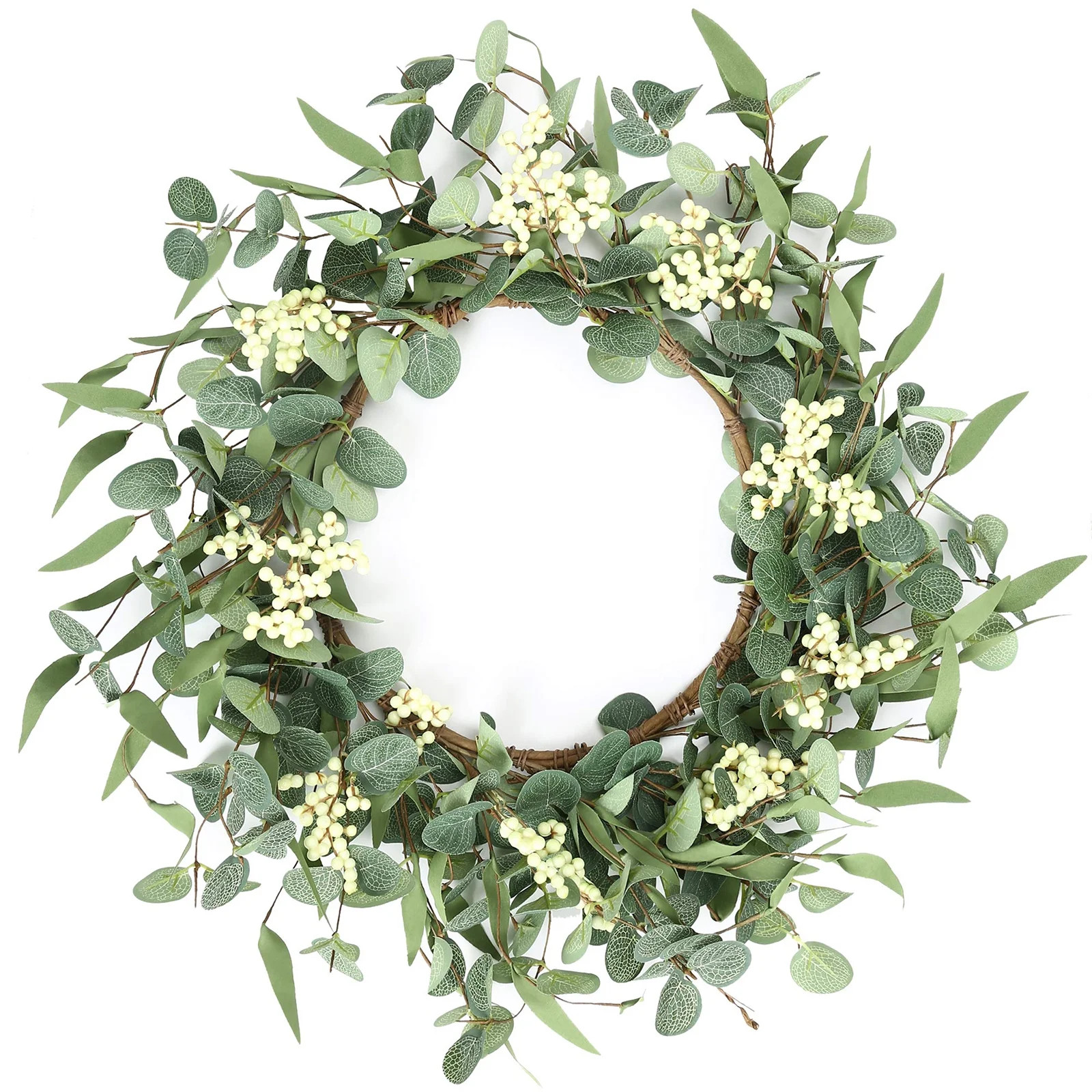 Semfri Artificial Eucalyptus Wreath for Front Door Decor Fall Wreath Green Leaf Wreath for Farmho... | Walmart (US)