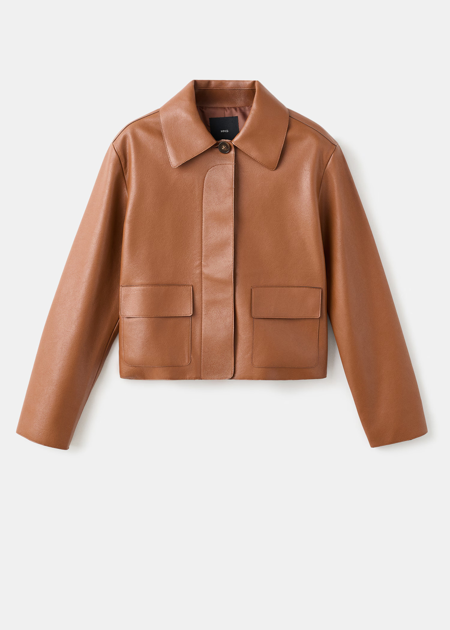 Leather-effect jacket with pockets | MANGO (UK)