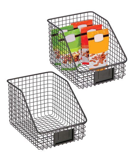 Matte Black Wide Pantry Storage Basket - Set of Two | Zulily