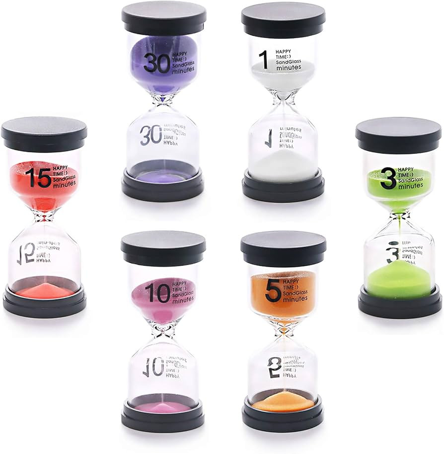 Swpeet 6 Pack 6 Colors Sand Timer Hourglass Sandglass Timer Assortment Kit, 1 min/3 mins/5 mins/1... | Amazon (US)