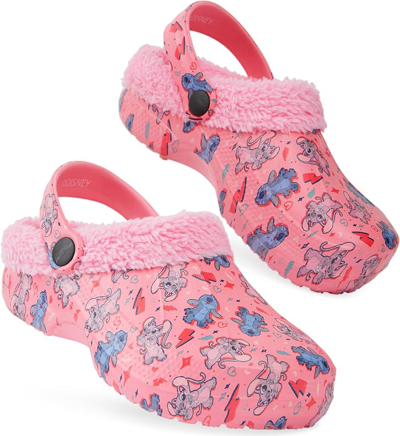 Disney Stitch Clogs for Girls with Fleece Lining, Slip On Shoes, Cozy Indoor, Outdoor Winter Clog... | Amazon (US)