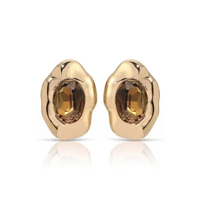 Ettika Molten Glow Crystal Stud Earrings in Smokey Quartz at Nordstrom | Nordstrom