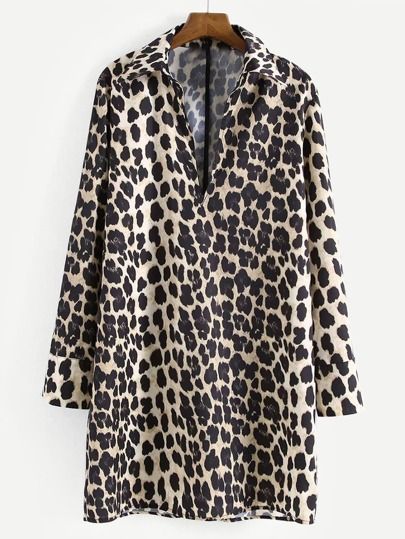 Leopard Print Shirt Dress | SHEIN