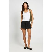 boohoo Women's Lace Trim Chiffon Shorts in Black | Size: 2 | Chiffon/Polyurethane/Suede | boohoo (US & Canada)