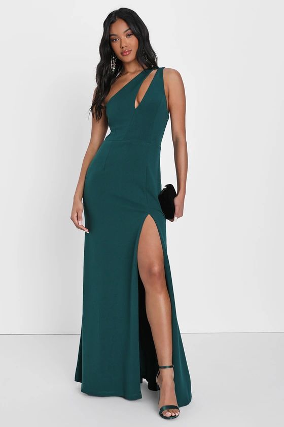 Divinely Dynamite Emerald Green One-Shoulder Maxi Dress | Lulus (US)