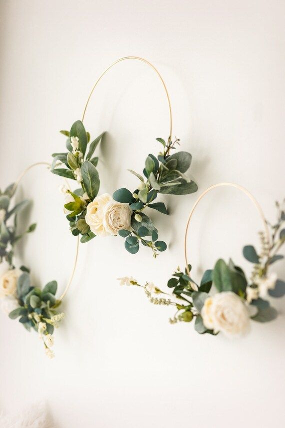 Floral Hoop Wreath - Neutral Wreath - Minimalist - Wedding Floral Hoops - Nursery Decor - Floral ... | Etsy (US)