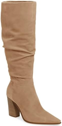 PiePieBuy Womens Faux Suede Knee High Boots Pointed Toe High Chunky Heel Side Zipper Party Dress ... | Amazon (US)