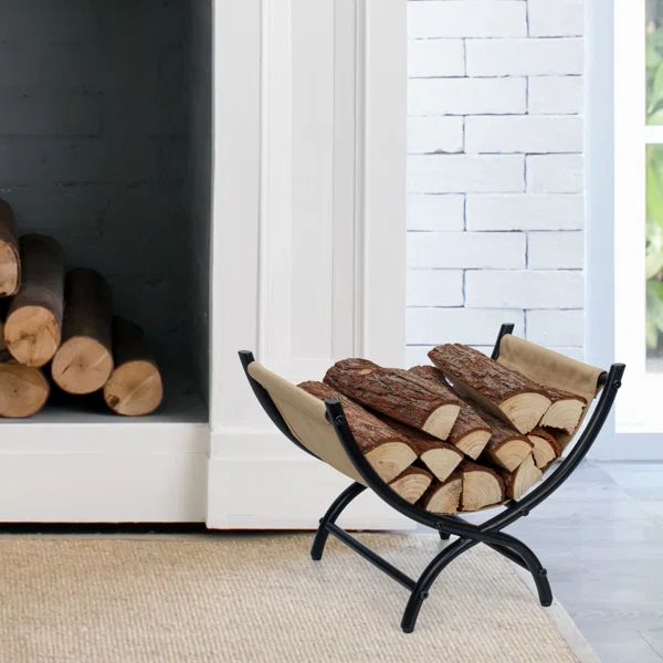 Somi Black Indoor Outdoor Firewood Holder Rack | Wayfair North America