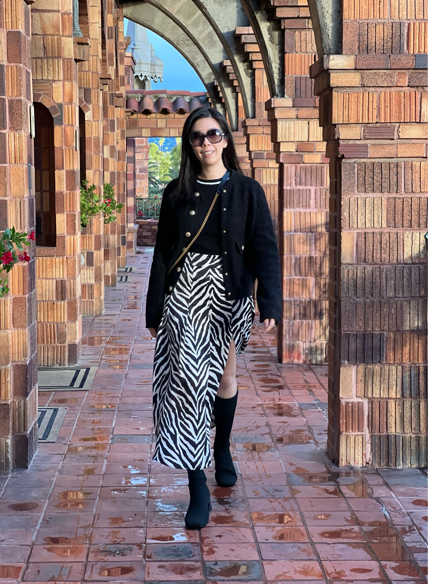 Spent the day in Riverside and visited the Mission Inn! Not much has changed since the last time I was there however, there were some spots that were closed off due to slipping hazards from the rain. Fortunately, these knee high boots are waterproof! I wore my zebra slit skirt with a ribbed top and my black bomber. I’ve been wearing this Maje bomber that I bought in Paris nonstop! It’s such a versatile piece that is comfortable and keeps me warm! 

#LTKstyletip #LTKshoecrush #LTKSeasonal