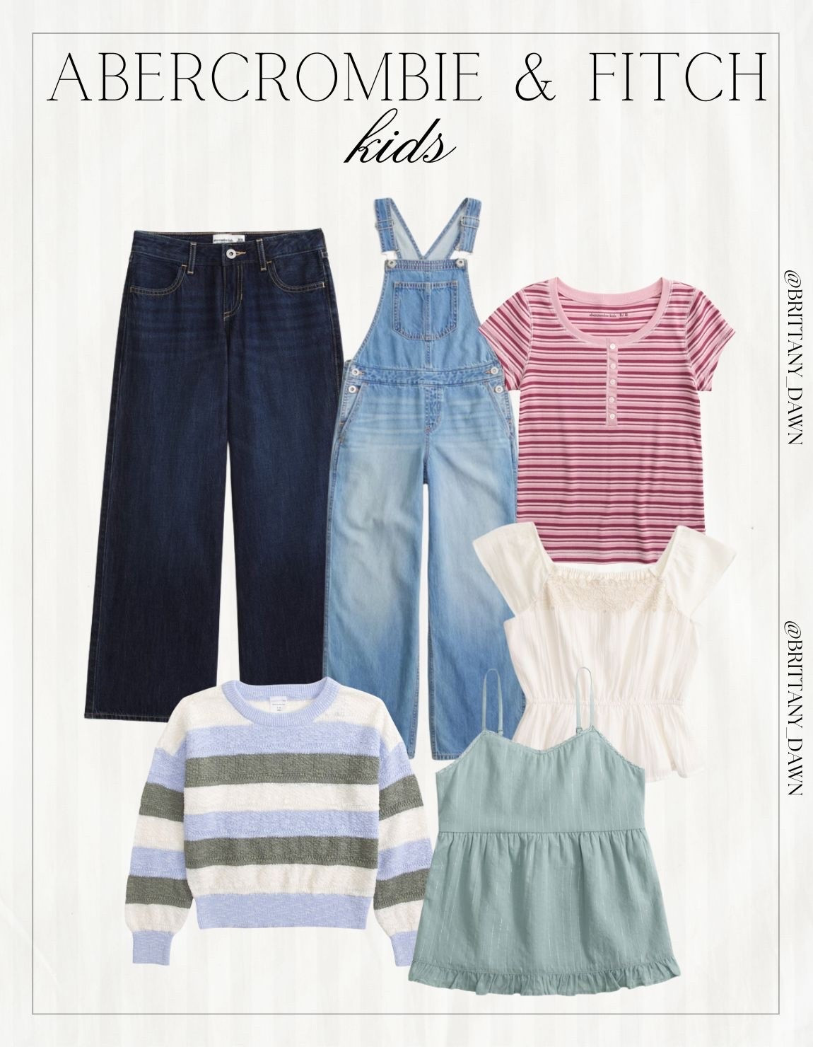 Get your little ones ready for the season with the cutest new arrivals from Abercrombie Kids!

This collection features timeless denim overalls, wide-leg jeans, comfy striped sweaters, and adorable breezy tops that are perfect for everyday wear.

The quality is amazing, and the pieces are designed to keep up with all-day play while looking effortlessly stylish. ✨

#LTKkids #AbercrombieKids #KidsFashion #BackToSchool #ToddlerStyle #KidsOutfits #EverydayStyle #CuteKidsClothes #MomLife #ShoppingRoundup #KidsInspo #BrittanyDawn

#LTKootd #LTKKids #LTKmomlife