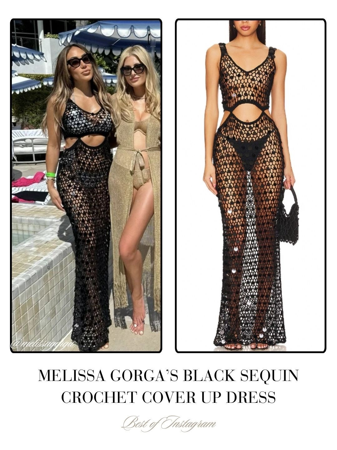 Melissa Gorga’s Black Sequin Crochet Cover Up Dress 📸 = @melissagorga 