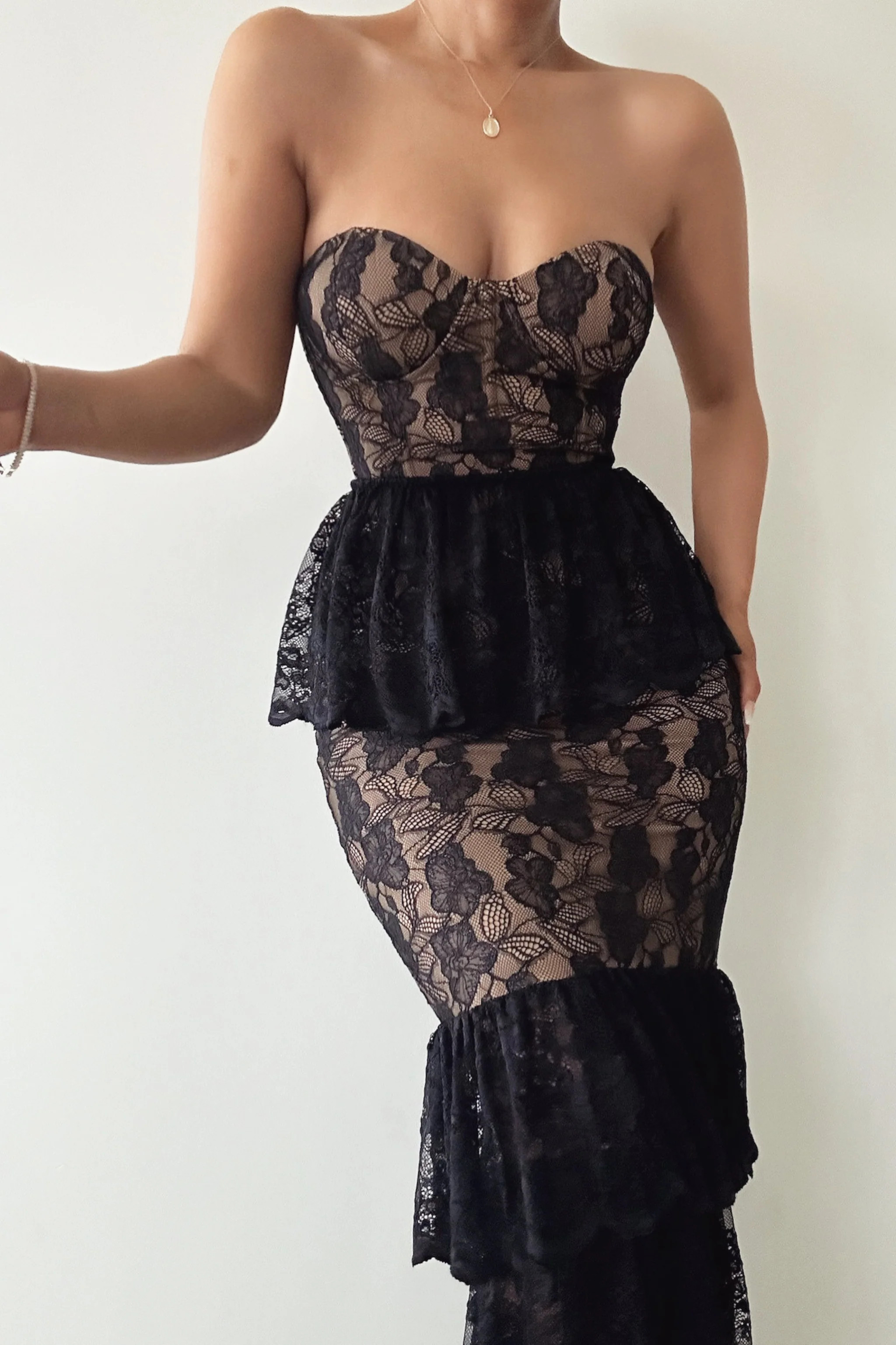 Black Fairytale Ending Lace Maxi Dress | JLUXLABEL