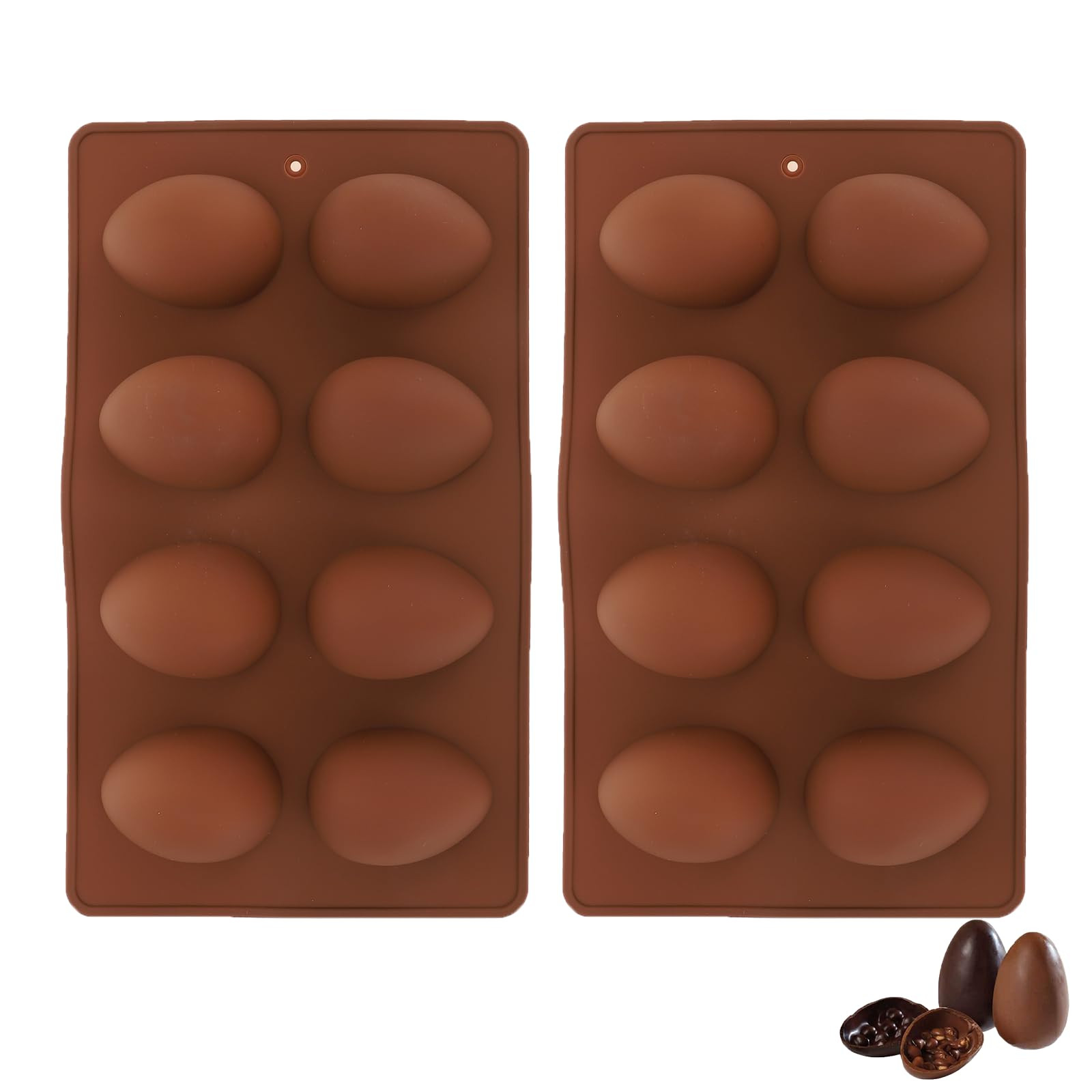 2pcs Easter Egg Molds for Chocolate, 8-cavity Egg Shaped Silicone Mold for Easter Cake Decorating... | Amazon (US)