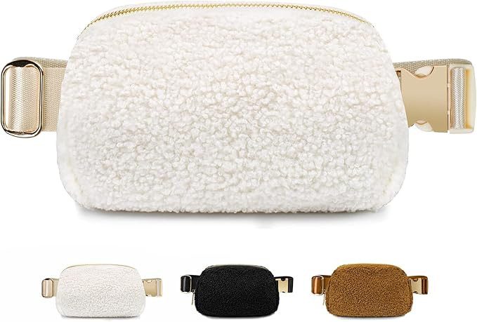 Sherpa Belt Bag for Women, Fleece Belt Bag Waterproof Sherpa Crossbody Bag Fanny Packs Dupes with... | Amazon (US)