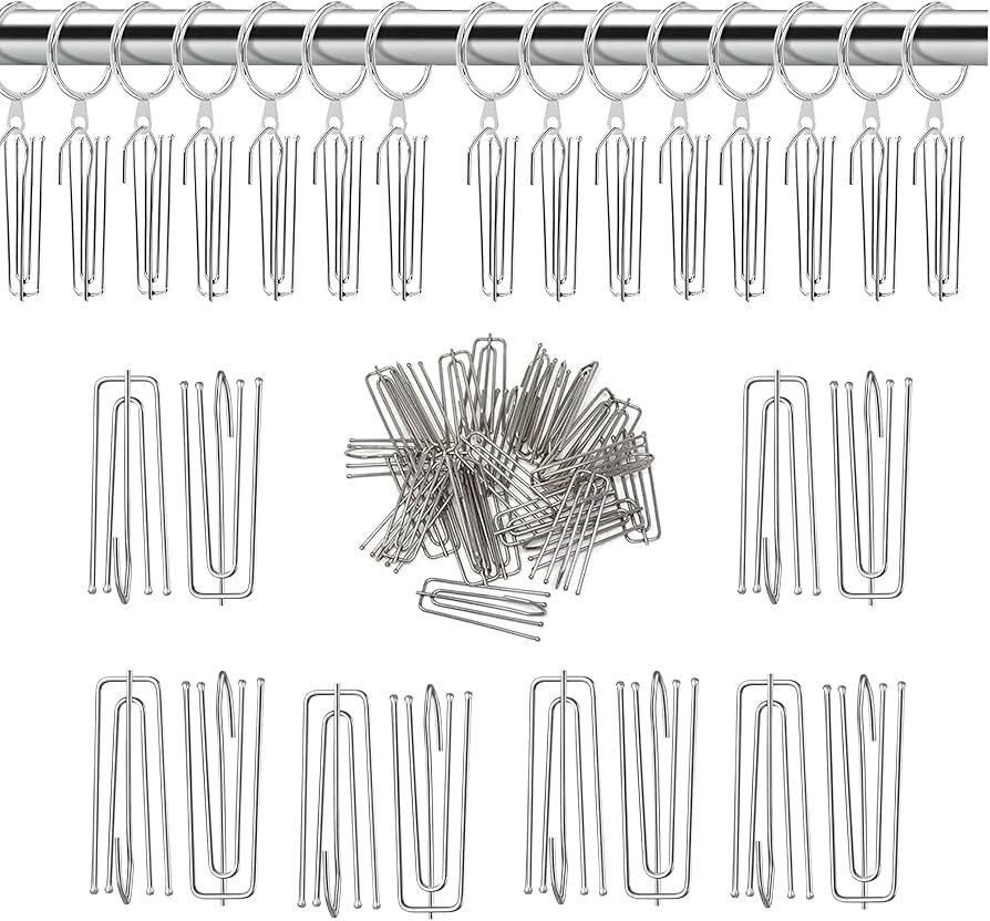 Urbanred 30 Pcs Pinch Pleat Curtain Hooks for Drapes, 4 Prongs Stainless Steel Pleated Tape Curta... | Amazon (US)