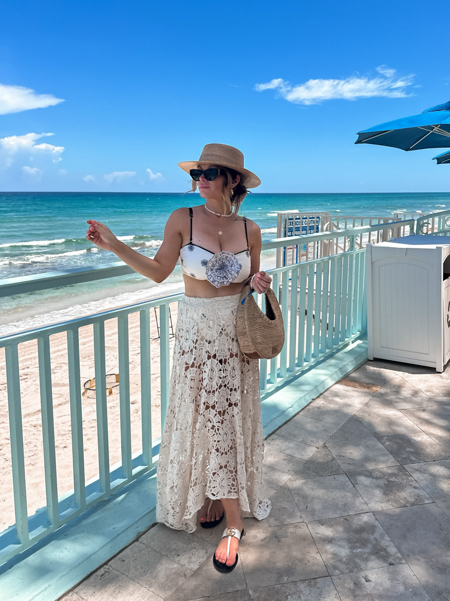 Palm Beach pool day 🏝️☀️
Swimsuit- top is large and bottoms are medium, wearing small in skirt
Hat-large/xlarge
crochet skirt, beach outfit, vacation outfit, lack of color boater hat, raffia bag, Staud bag

#LTKstyletip #LTKswim #LTKtravel