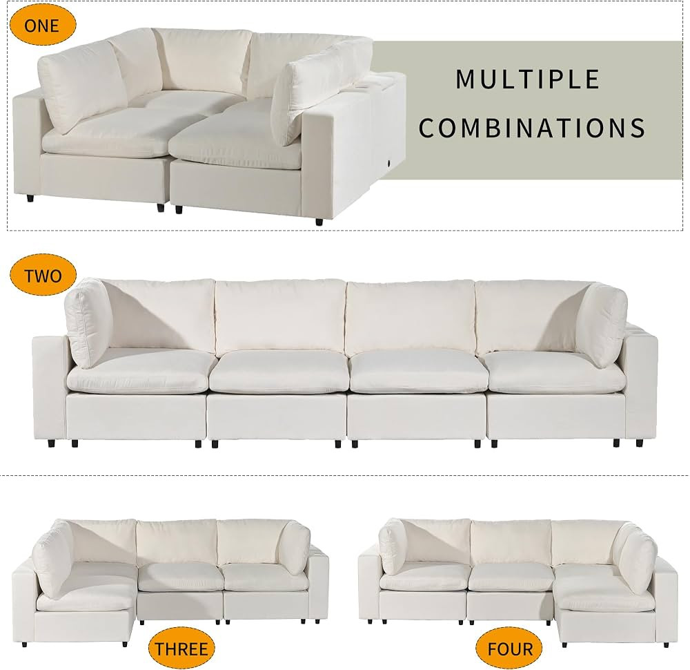 WILLIAMSPACE Modular Sectional Sofa for Living Room, Upholstered 4 Seater Sofa Couch Furniture, R... | Amazon (US)