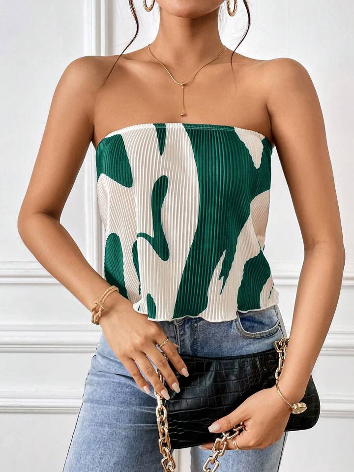 SHEIN Essnce Graphic Print Tube Top | SHEIN
