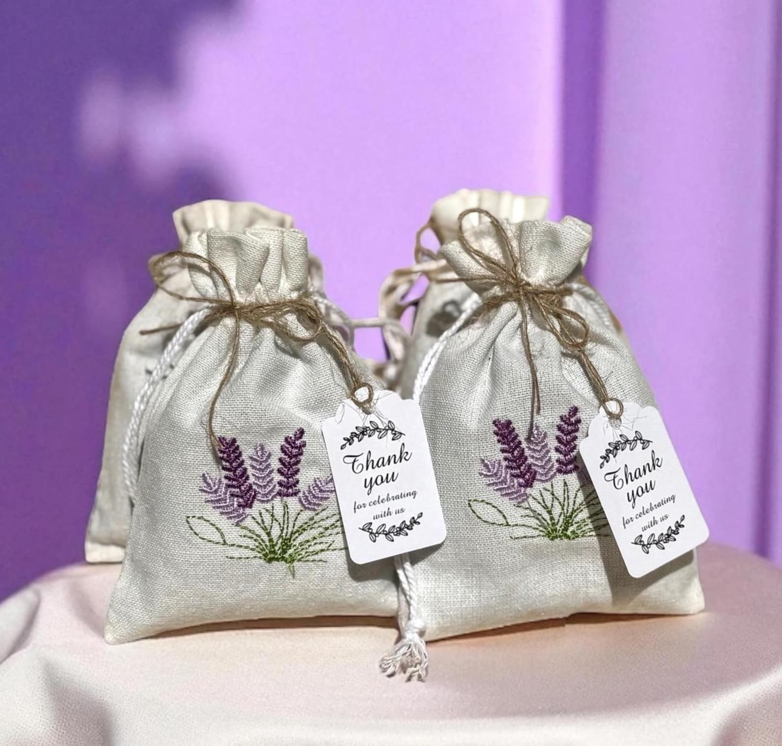 Lavender Sachet Embroidered Pouch, Bulk Shower Favors, Thank You or Personalized Tags | Etsy (Global)