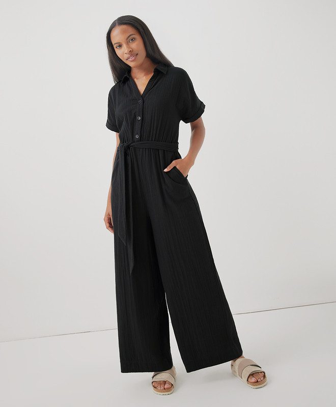 Women’s Clearance Coastal Double Gauze Jumpsuit made with Organic Cotton | Pact | Pact Apparel