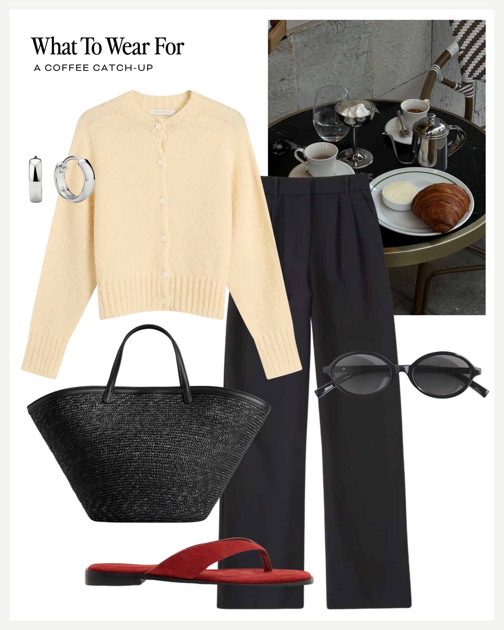 A coffee catch-up ☕️ 

Transitional style, yellow cardi, black trousers, pop of red

#LTKuk #LTKautumn