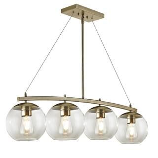 4-Light Antique Brass Glass Globe Pendant | The Home Depot