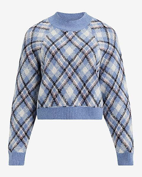 Plaid Mock Neck Sweater | Express