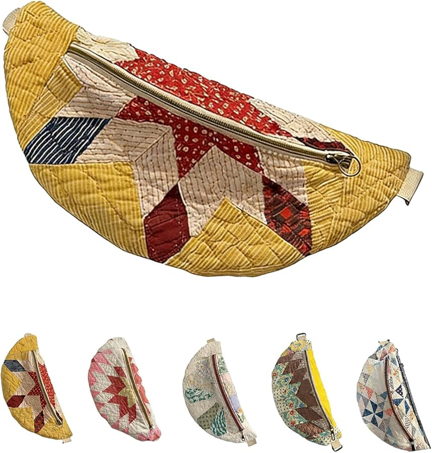 Vintage-Inspired Patchwork Quilted Sling Bag, Handmade Bohemian Crossbody Bag with Adjustable Str... | Amazon (US)