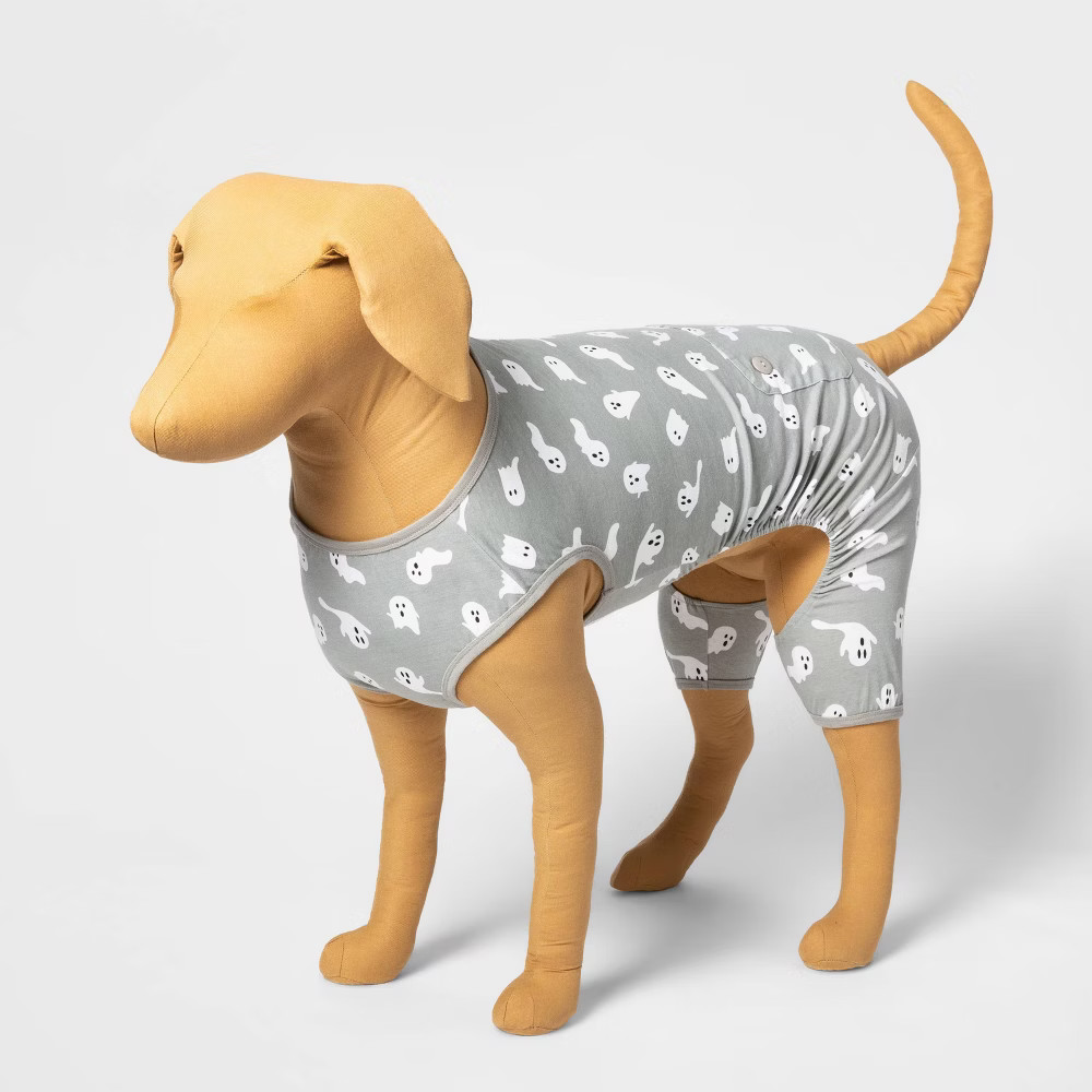 Halloween Ghost Dog and Cat Matching Family Pajamas - Gray - S | Target