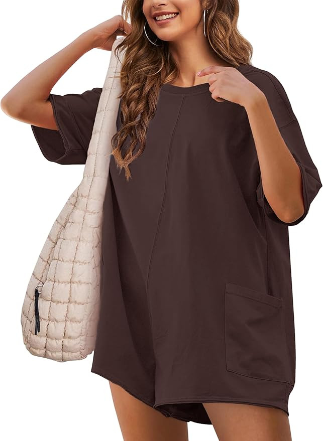 Yeokou Rompers for Women Casual Short Sleeve Oversized Athletic Workout Reversible Hot Shot Tee R... | Amazon (US)