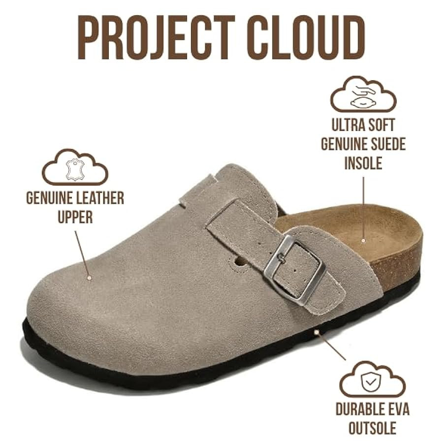 Project Cloud Genuine Leather Footbed Clogs for Women - Memory Foam Arch Support Slippers for Wom... | Amazon (US)