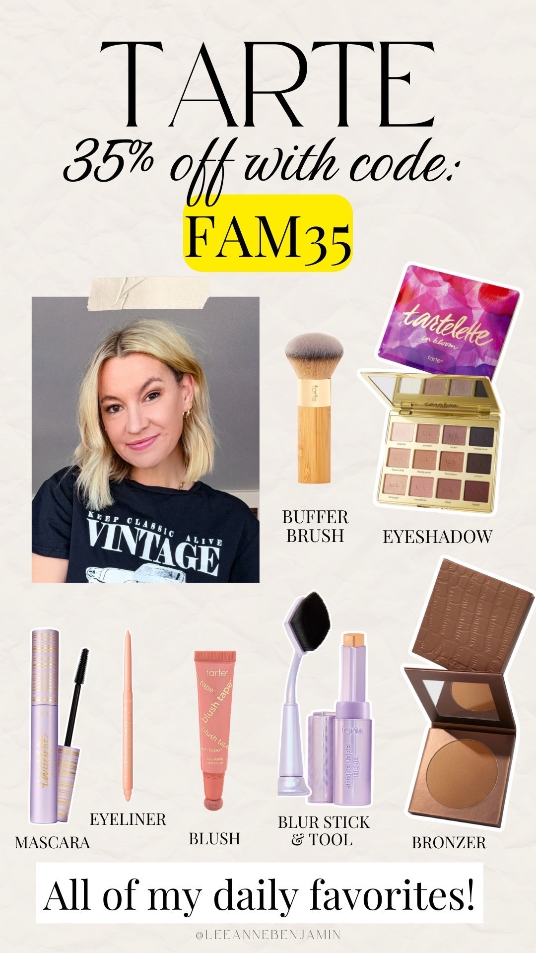 Fam35 for 35% off of Tarte sitewide!

#LTKmomlife #LTKBeauty #LTKSaleAlert